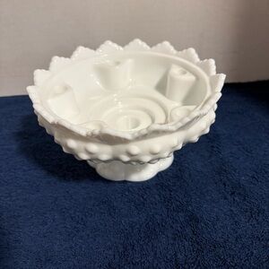 Fenton Hobnail Milk Glass Foot Taper Candle Stick Holder Centerpiece Cottagecore